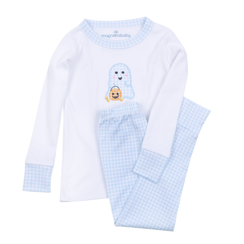 Magnolia Baby Magnolia Baby Boo Crew! Light Blue Applique Long Pajamas