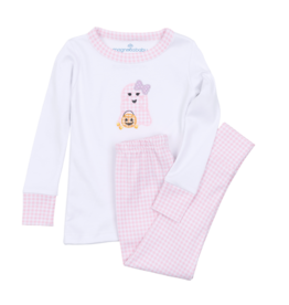 Magnolia Baby Magnolia Baby Boo Crew! Pink Applique Long Pajamas