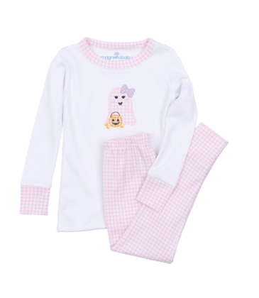 Magnolia Baby Magnolia Baby Boo Crew! Pink Applique Long Pajamas