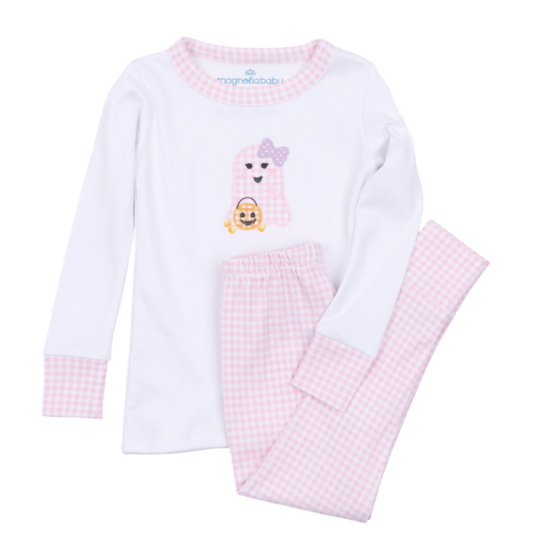 Magnolia Baby Magnolia Baby Boo Crew! Pink Applique Long Pajamas