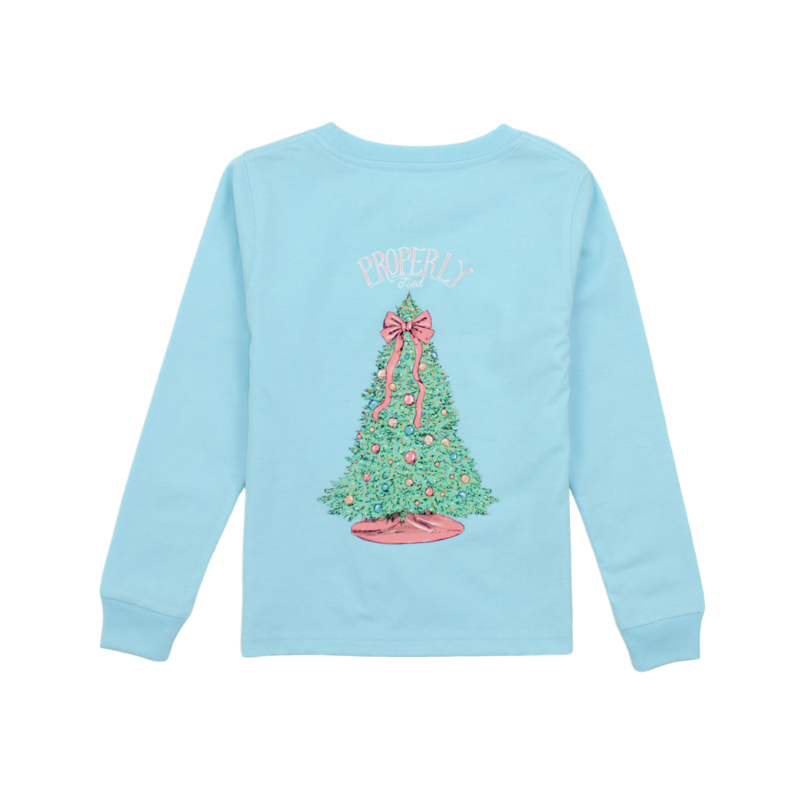 Properly Tied Properly Tied Powder Blue LS Tee - Merry and Bright