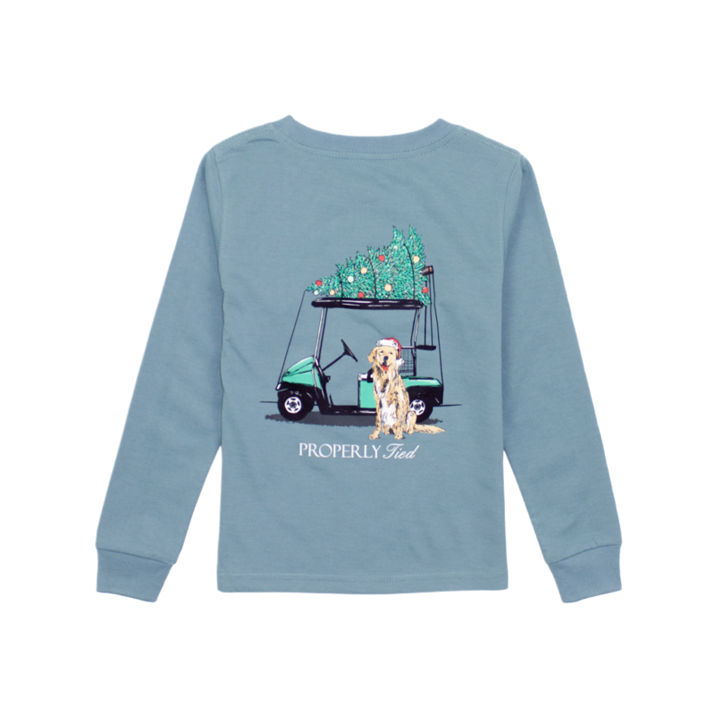 Properly Tied Properly Tied Steel Blue LS Tee - Santa's Caddy