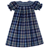 Anavini Anavini Blue & Brown Plaid Lucia Bishop Dress