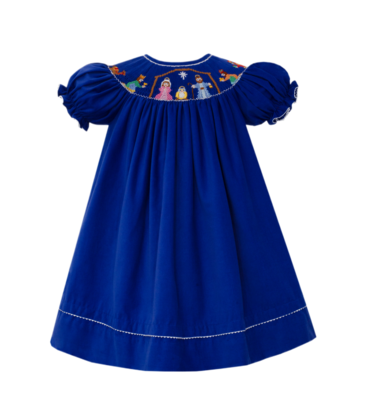 Anavini Anavini Nativity Corduroy Bishop Dress