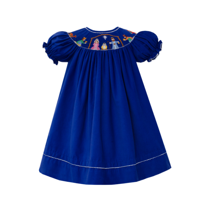 Anavini Anavini Nativity Corduroy Bishop Dress