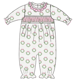 Petit Bebe Petit Bebe Wreath Print Long Romper