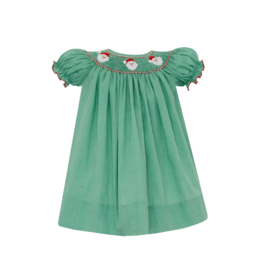 Petit Bebe Petit Bebe Santa Face Green Bishop Dress