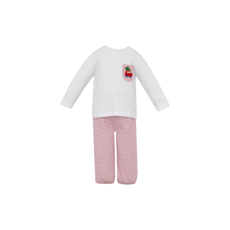 Petit Bebe Petit Bebe Christmas Tree Car Pocket Pant Set