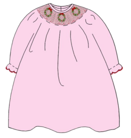 Petit Bebe Petit Bebe Christmas Wreath Bishop Dress