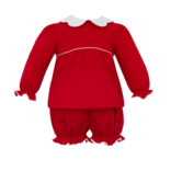Petit Bebe Petit Bebe Red Scallop Collar Bloomer Set