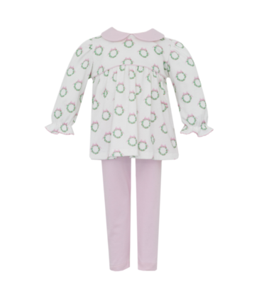 Petit Bebe Petit Bebe Wreath Print Tunic Set