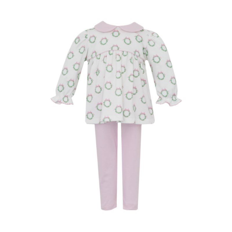 Petit Bebe Petit Bebe Wreath Print Tunic Set