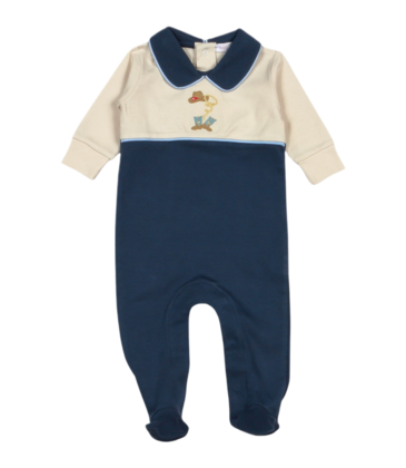 Baby Loren Boots and Buckles Embroidered Footie