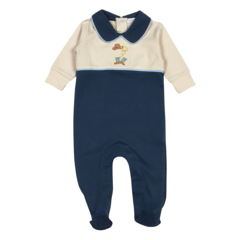 Baby Loren Boots and Buckles Embroidered Footie