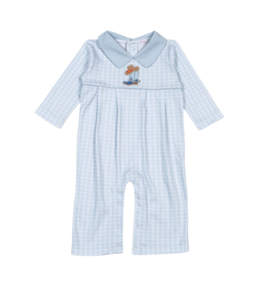 Baby Loren Rodeo Time Blue Applique Romper