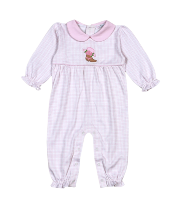 Baby Loren Rodeo Time Pink Applique Romper