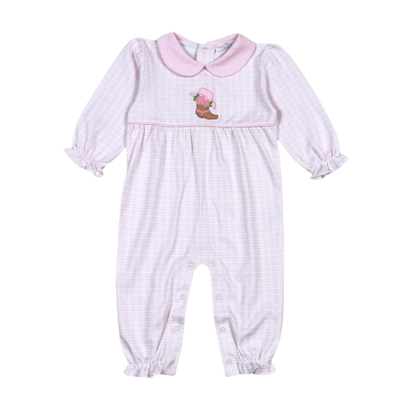 Baby Loren Rodeo Time Pink Applique Romper
