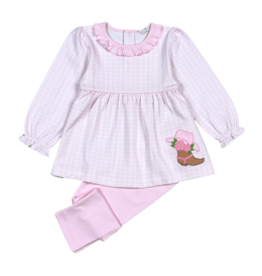 Baby Loren Rodeo Time Pink Applique Pant Set