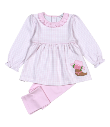 Baby Loren Rodeo Time Pink Applique Pant Set