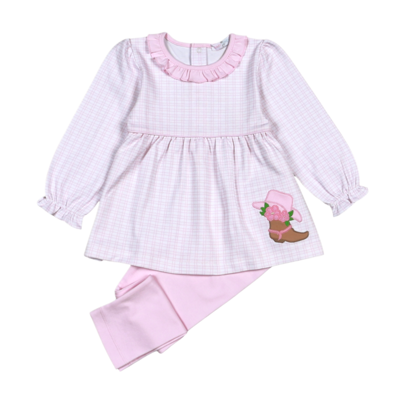 Baby Loren Rodeo Time Pink Applique Pant Set