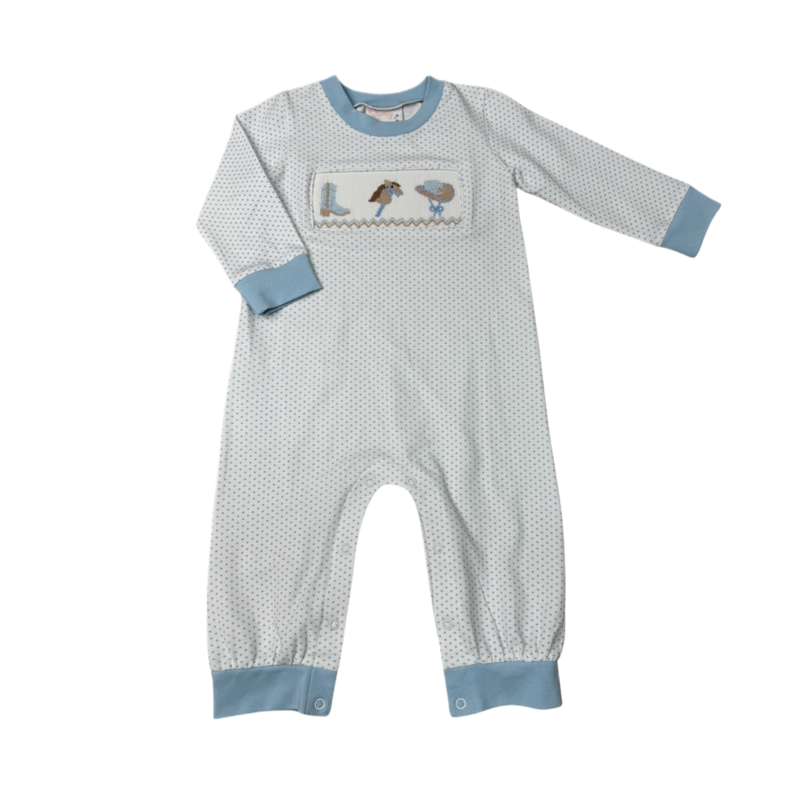 Whimsy Bay Whimsy Bay Little Cowboy Smocked Romper