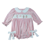 Whimsy Bay Whimsy Bay Pink Christmas Smocked Collared Bubble