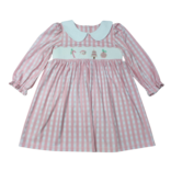 Whimsy Bay Whimsy Bay Pink Christmas Smocked Collared Dress