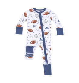 Angel Dear Angel Dear Zipper Romper - Touchdown Time Navy