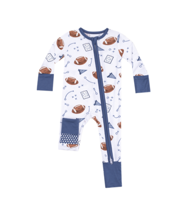 Angel Dear Angel Dear Zipper Romper - Touchdown Time Navy