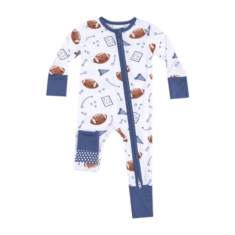 Angel Dear Angel Dear Zipper Romper - Touchdown Time Navy