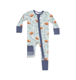 Angel Dear Angel Dear Zipper Romper - Touchdown Time Grey Mist