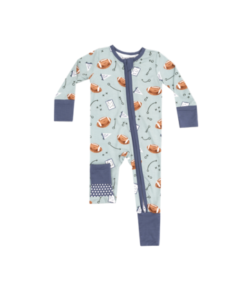 Angel Dear Angel Dear Zipper Romper - Touchdown Time Grey Mist