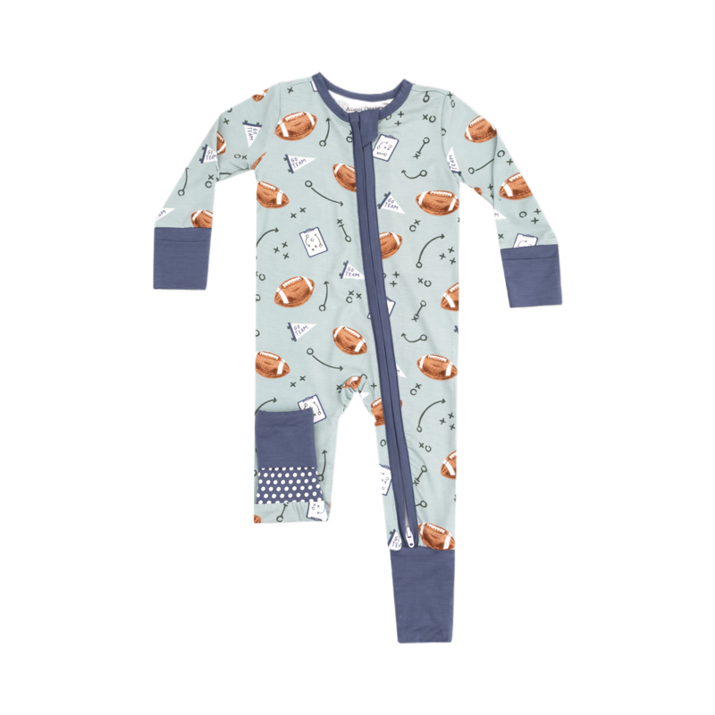 Angel Dear Angel Dear Zipper Romper - Touchdown Time Grey Mist