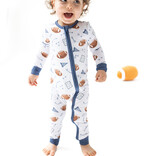 Angel Dear Angel Dear Zipper Romper - Touchdown Time Navy