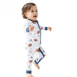 Angel Dear Angel Dear Zipper Romper - Touchdown Time Navy