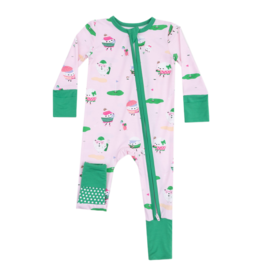 Angel Dear Angel Dear Zipper Romper - Golf Pros Pink