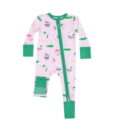 Angel Dear Angel Dear Zipper Romper - Golf Pros Pink