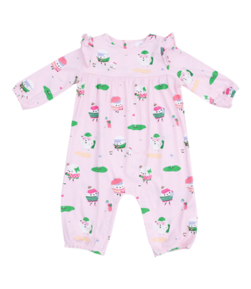 Angel Dear Angel Dear Ruffle Sleeve Romper - Golf Pros Pink