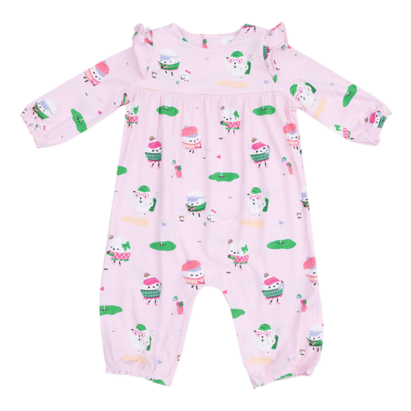 Angel Dear Angel Dear Ruffle Sleeve Romper - Golf Pros Pink