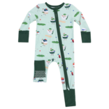 Angel Dear Angel Dear Zipper Romper - Golf Pros Green