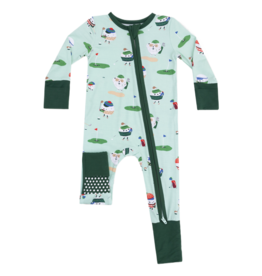 Angel Dear Angel Dear Zipper Romper - Golf Pros Green