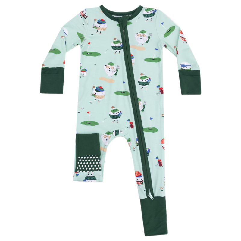 Angel Dear Angel Dear Zipper Romper - Golf Pros Green