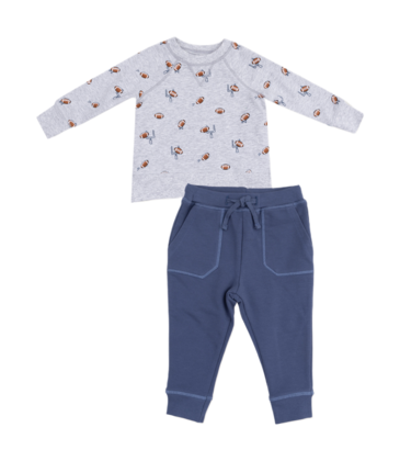 Angel Dear Angel Dear French Terry Sweatshirt & Jogger Set - Football Field Goal