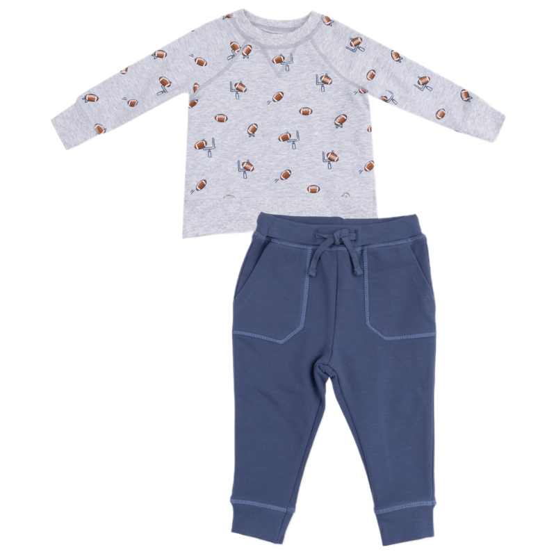 Angel Dear Angel Dear French Terry Sweatshirt & Jogger Set - Football Field Goal