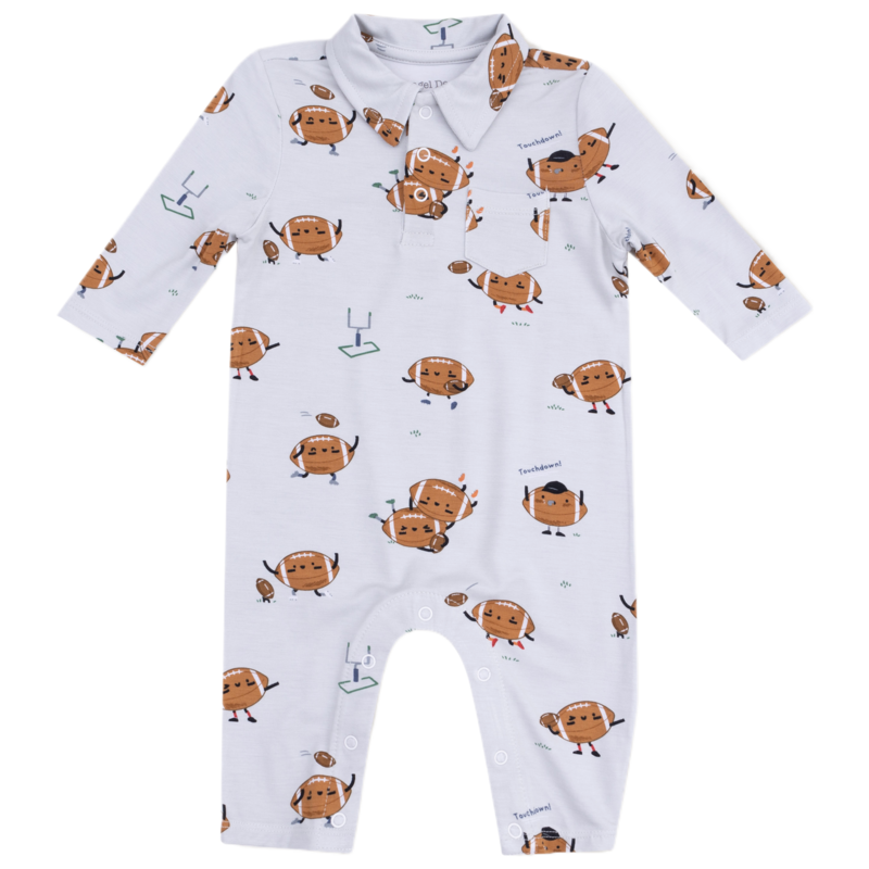 Angel Dear Angel Dear Polo Romper - Footballs Playing Football
