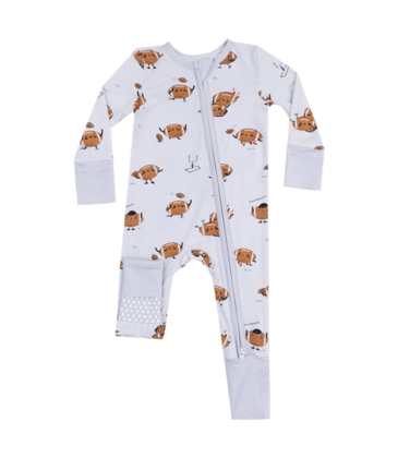 Angel Dear Angel Dear Zipper Romper - Footballs Playing Football