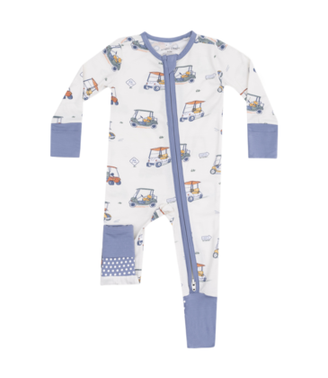 Angel Dear Angel Dear Zipper Romper - Zooming Golf Carts