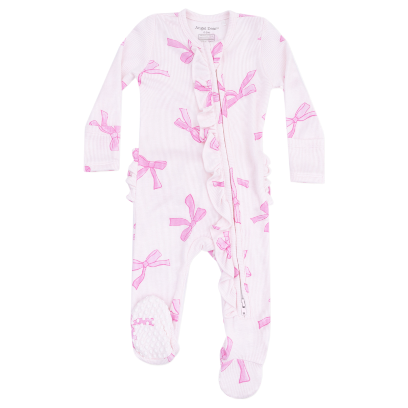 Angel Dear Angel Dear Ruffle Zipper Footie - Pretty Bows