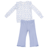 Angel Dear Angel Dear Ruffle Rib Shirt & Waffle Flare Pant - Romi Floral