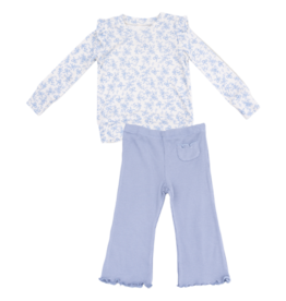 Angel Dear Angel Dear Ruffle Rib Shirt & Waffle Flare Pant - Romi Floral